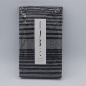 Oake Chambray Pleat Standard Pillow Sham Gray Navy Gray Stripe 100% Cotton